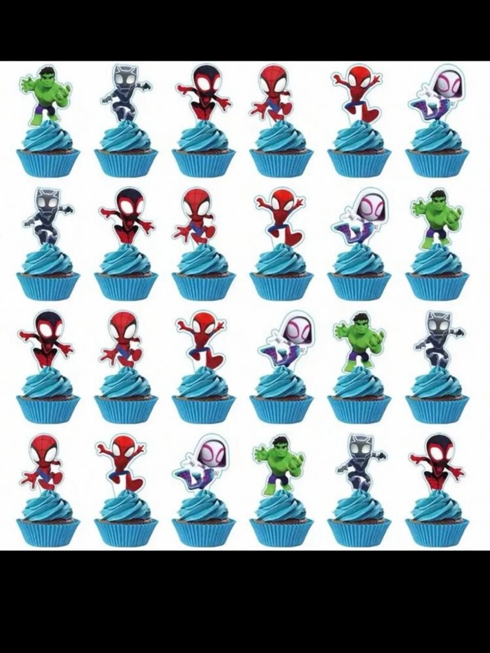 Amazing Spidey & Friends Cake Topper & 24pcs Cupcake toppers